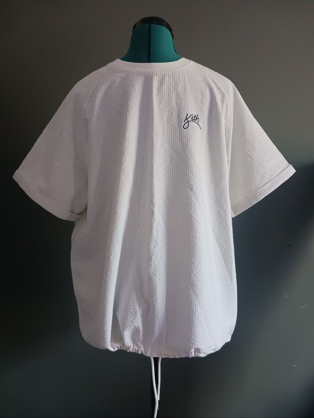 NWT Kith Howard Seersucker Waffle Knit Tee with Drawcord Hem Size L